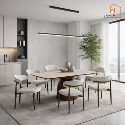  طاولة طعام 6 كرسي سيراميك - بني -150*90*75 سم