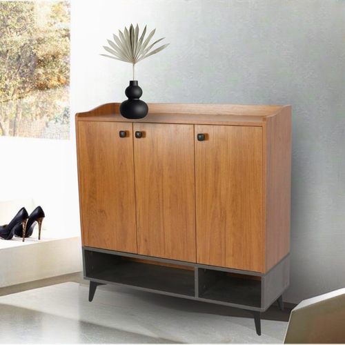 دولاب أحذية متعدد الأغراض بني 3 باب 96x33x94 سم