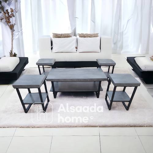 طقم طاولات خدمة - 5 قطع - 120X60X45 سم - رمادي
