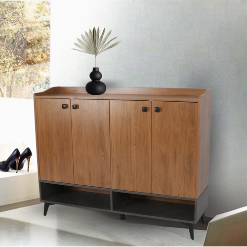  دولاب أحذية متعدد الأغراض بني 4 باب 94x32x120 سم