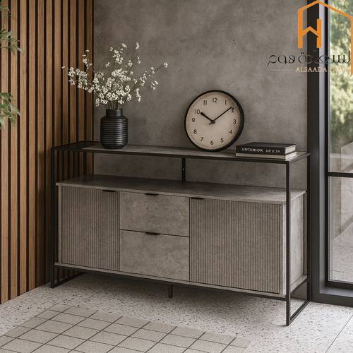 دولاب بوفيه متعدد الاغراض - 100X40X140 سم-رمادى