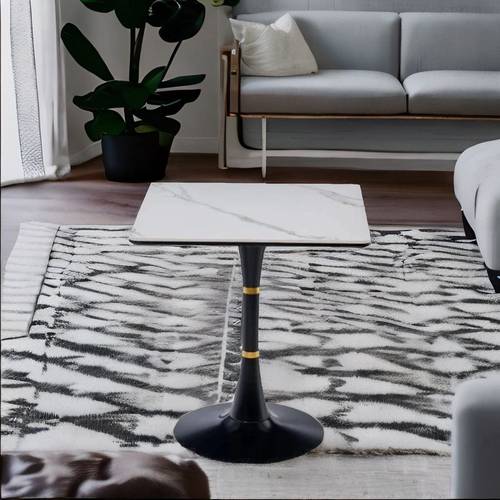   طاولة خدمة مفرد سطح سيراميك أبيض 75×70×70 سم
