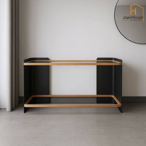   مدخل استقبال-زجاج مع اطار خشب - 80x40x140سم