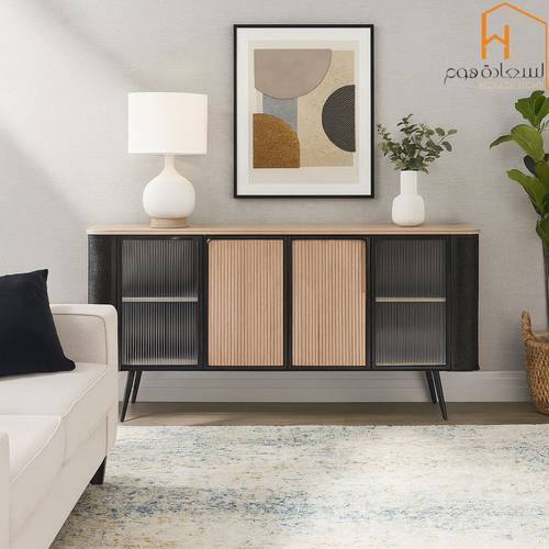 دولاب بوفيه متعدد الاغراض - 81X40X172 سم-بيج