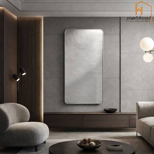  مرأة مستطيل جداريه - رمادي - 130×70 سم