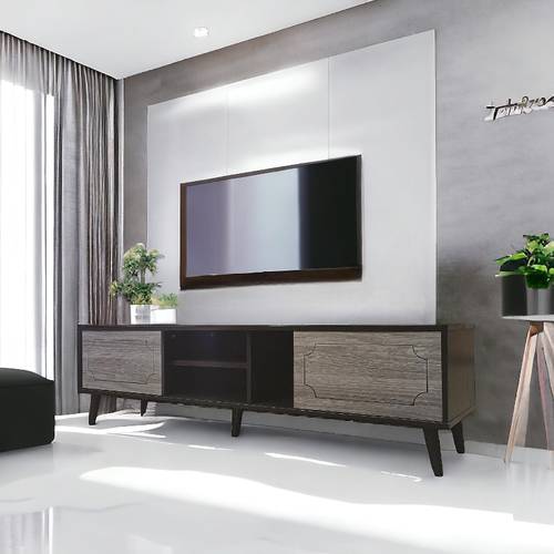 وحدة تلفزيون بني- رمادي 160×40×44.5سم