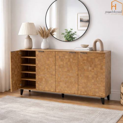دولاب احذية 4 باب - بني - 160*92*35 سم 