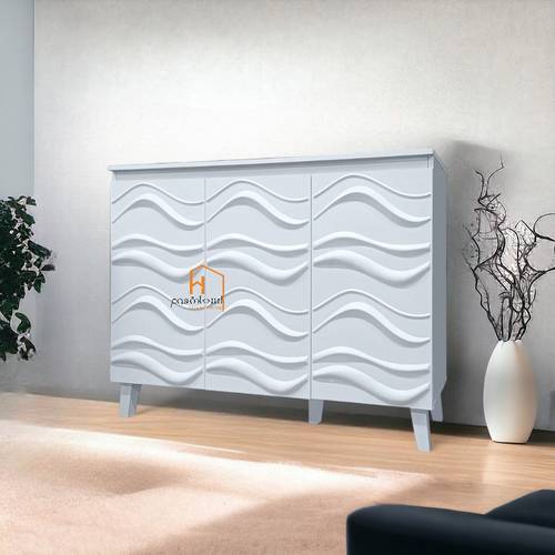 دولاب أحذية متعدد الأغراض- 3 باب - 95X115X34 سم - ابيض