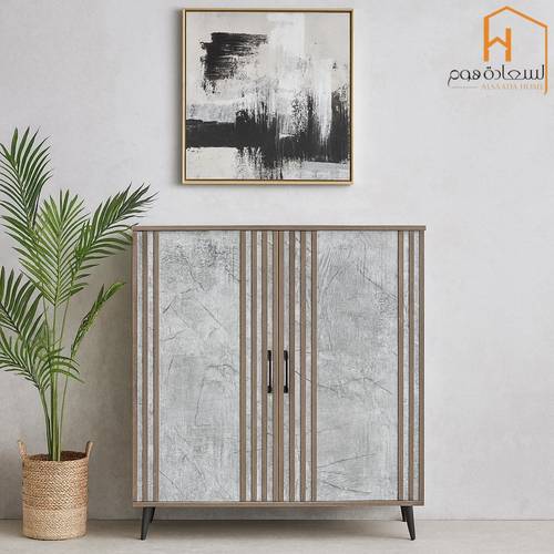   دولاب احذية 2باب -95*32*80- رمادي وبني