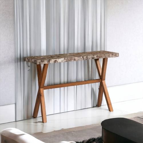 مدخل استقبال خشب 120x40x80سم - بني