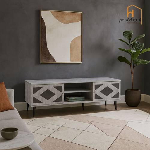  وحدة تلفزيون- 45×40×160 سم -رمادي واسود  