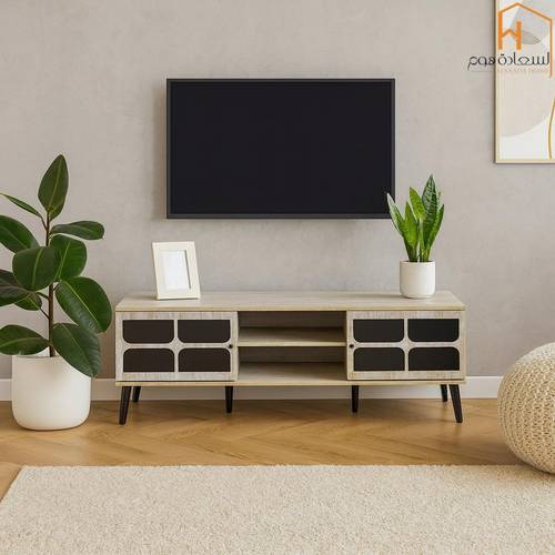 وحدة تلفزيون- 180×40×45 سم-بيج واسود