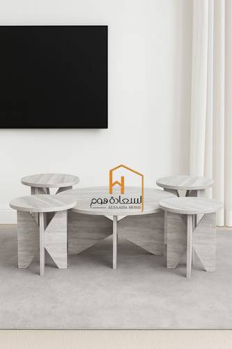 طقم طاولات خدمة خشب - رمادى
