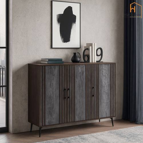   دولاب احذية 3باب -95*32*100- بني غامق ورمادي