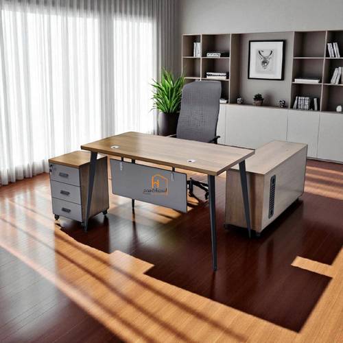 مكتب مودرن بني مع ملحق 120×60×75 سم 