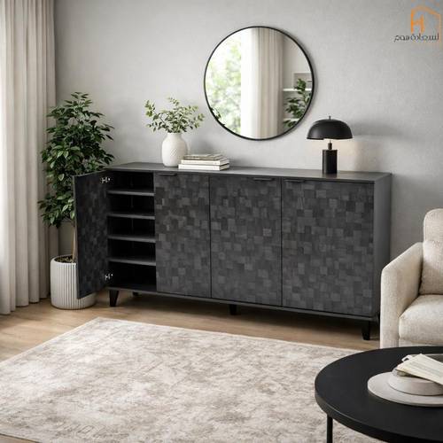  دولاب احذية 4 باب - أسود - 160*35*92 سم