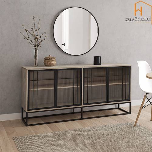 دولاب بوفيه متعدد الاغراض - 80X40X160 سم-رمادى