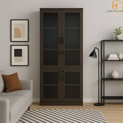 دولاب كتب مكتبي 2 باب ضهر  خشب -بني- 80×40×200 سم 