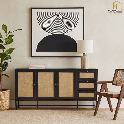 دولاب بوفيه متعدد الاغراض - 85X40X160 سم-اسود