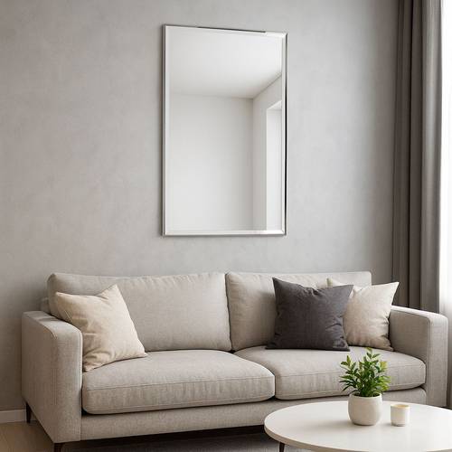 مرأة حائط اطار أستيل - رمادي - 100×60 سم