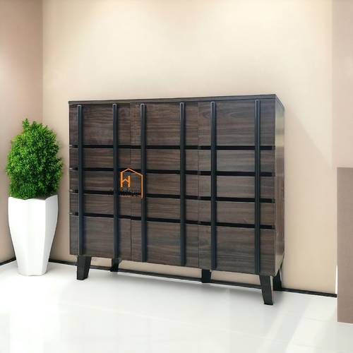 دولاب أحذية متعدد الأغراض- 3 باب - 95X120X34 سم - بني
