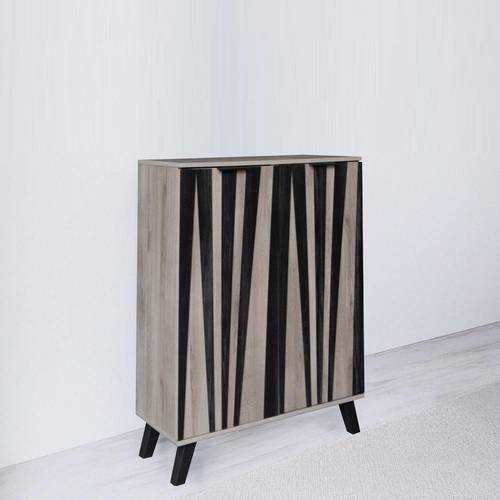 دولاب أحذية متعدد الأغراض- 2 باب - 110X80X35 سم - رمادي