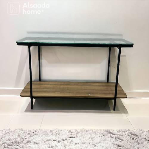 مدخل استقبال خشب مع زجاج  80x120x40سم - بني