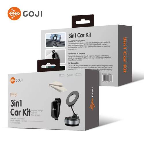 مجموعة السياره 3 في 1 - قاعدة جوال ومشبك للنظارات ومنديل معطر - من GOJI