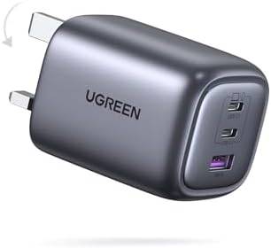 شاحن جداري يوقرين نكسود بمنفذين PD وبمنفذ USB بتقنية GaN وبقوة 65 واط