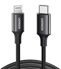 سلك شاحن يوجرين USB-C إلى آيفون بطول 1 م - أسود