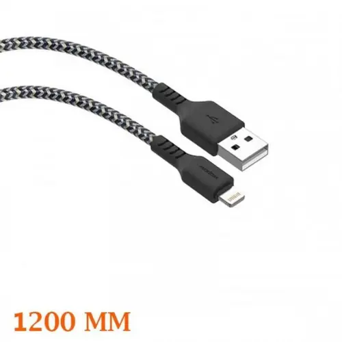  - كيبل ايفون USB رمادي قماشي 1.2 متر م/FB01- ماركة ووبو