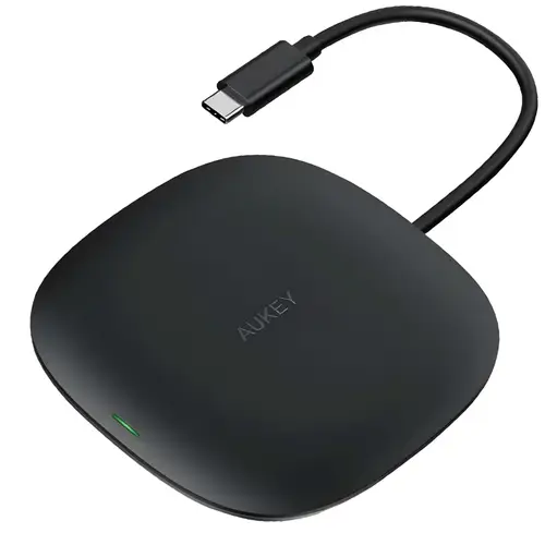 وكي محول نقل بيانات USB-C و 5 مخارج بقدرة 100 واط و شحن لاسلكي 10 واط أسود