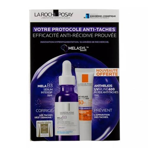 روتين لاروش-بوزيه لتفتيح البقع الداكنة | سيروم ميلا B3 + واقي شمس أنثيليوس SPF50+
