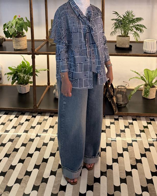 Blue Tie Blouse