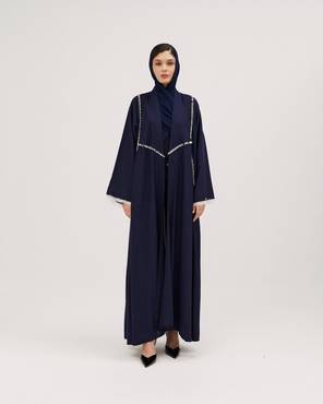عباية تطريز لؤلؤ أبيض