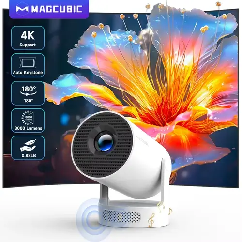 جهاز عرض Magcubic 8K Wifi6 290ANSI Android 14 Dual WIFI Allwinner H726 BT5.0 1280*720P سينما منزلية خارجية محمولة HY300 Pro +