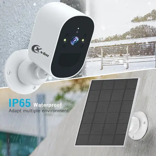 XVIM 1080P 2 حزمة كاميرا مراقبة تعمل بالطاقة الشمسية لاسلكية في الهواء الطلق 4MP بطارية تعمل بالطاقة الشمسية كاميرا مراقبة إنذار تلقائي