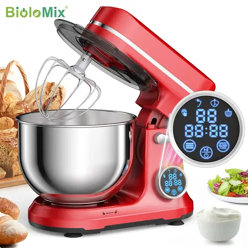 خلاط طعام المطبخ BioloMix، محرك بتيار مستمر 1200 وات 11 سرعات، شاشة OLED رقمية، خلاط طعام كهربائي مع خطاف عجين، خفق