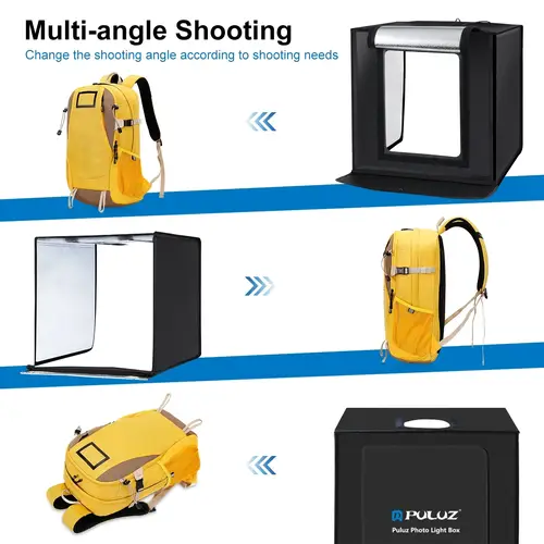 صندوق ستوديو صور محمول LED PULUZ ، ضوء ناعم ، ضوء أبيض ، ضوء خافت ، طقم خيمة للتصوير الفوتوغرافي ، 6 خلفيات ، 60 من من من 50 إلى 50 ، 36w