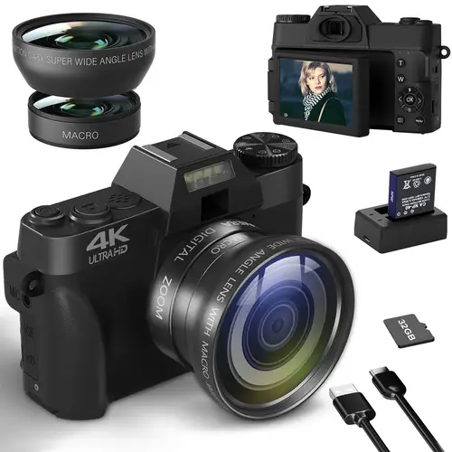 كاميرا تصوير رقمية 56 ميجابكسل 4K WIFI كاميرا ويب كلاسيكية مسجل فيديو مدونة فيديو يوتيوب 16X كاميرا زووم رقمية 3 بوصة شاشة قلابة