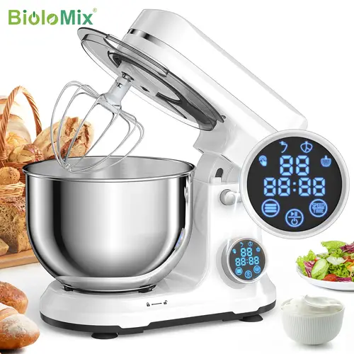 خلاط طعام المطبخ BioloMix، محرك بتيار مستمر 1200 وات 11 سرعات، شاشة OLED رقمية، خلاط طعام كهربائي مع خطاف عجين، خفق