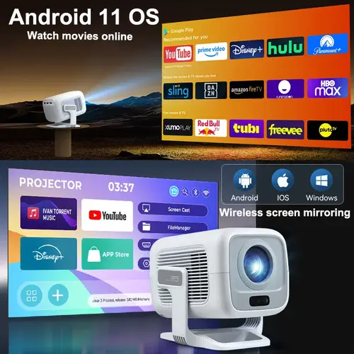 جهاز عرض هواويشي 4K أندرويد أصلي محمول 1080P 600ANSI Auto FocusVideo سينما منزلية خارجية HD led Projetor