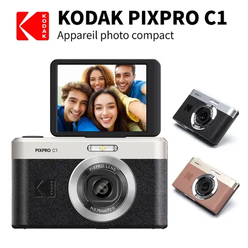 كاميرا رقمية جديدة من KODAK PIXPRO C1 مستشعر 13 ميجابكسل الكل في واحد، وعدسة تركيز ثابتة 26 مم، و180 °   شاشة LCD قابلة للإمالة (ليست Kodak PIXPRO FZ55)