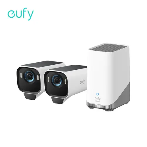 EufyCam S3 Pro 2-Cam Kit كاميرا تعمل بالطاقة الشمسية خارجية لاسلكية MaxColor للرؤية الليلية 4K كاميرا الأمن مع لوحة طاقة شمسية إلى الأبد