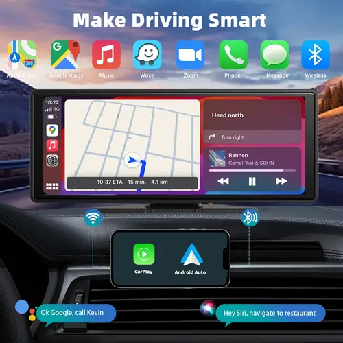 Carplay العالمي المحمول لشاشة السيارة، شاشة Carplay اللاسلكية ستيريو السيارة اللاسلكية مع Carplay Android Auto، شاشة لمس السيارة