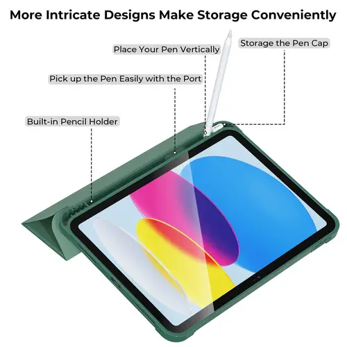 حافظة لجهاز ipad (A16)11th gen 11-in 2025 حافظة حماية ناعمة من البولي يوريثان لجهاز iPad 10th Gen 10.9-in 2022 حافظة ذكية مع حامل قلم