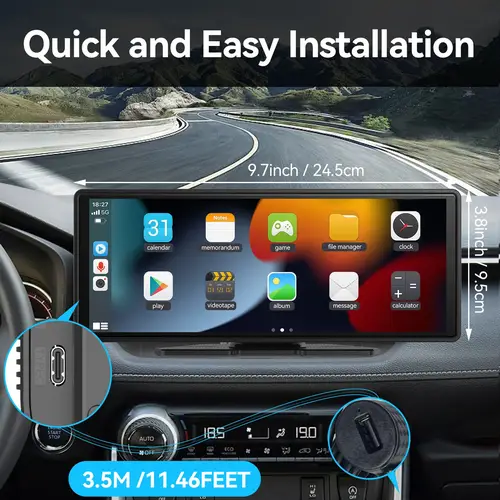 Carplay العالمي المحمول لشاشة السيارة، شاشة Carplay اللاسلكية ستيريو السيارة اللاسلكية مع Carplay Android Auto، شاشة لمس السيارة