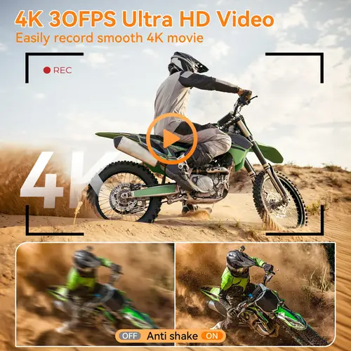 كاميرا رقمية 4K للتصوير الفوتوغرافي ضبط تلقائي للصورة 16x كاميرا تكبير مع بطاقة 32 جيجابايت 2.8 بوصة 180 ° كاميرا سفر مدمجة بشاشة قلابة للمراهقين