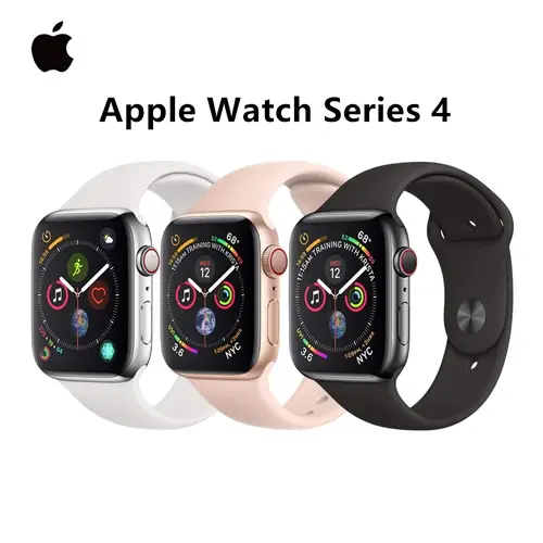 ساعة ذكية أصلية 100% من Apple Watch Series 4 مقاس 40 ملم/44 ملم من الألومنيوم بنظام تحديد المواقع مع سوار رياضي