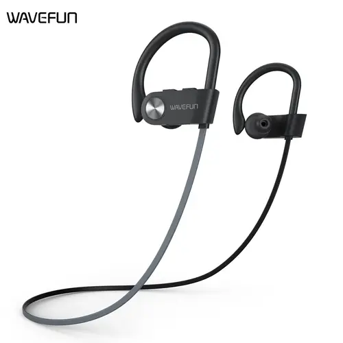 سماعات أذن لاسلكية Wavefun XBuds مع خطاف أذن IPX7 مقاومة للماء، سماعات رأس رياضية فائقة الجهير، وضع ألعاب الموسيقى مع ميكروفون